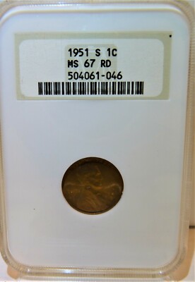 WHEAT PENNY 1951 S RD 1C MS-67 | $299.00