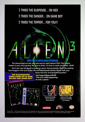 eminal⭐︎ページ Alien 3 LJN Nintendo NES Game 1993 Trade Print Magazine Ad Poster