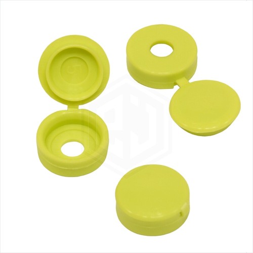 20 COLOUR SMALL PLASTIC HINGED SCREW FOLD OVER COVER CAPS 6g/8g Gauge M3.5 & M4 - Picture 51 of 81