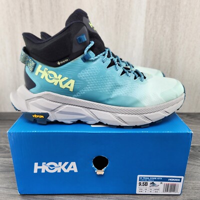 Hoka Trail Code GORE-TEX Size 9.5 Womens Blue Glass Coastal Shade Hiking Boots