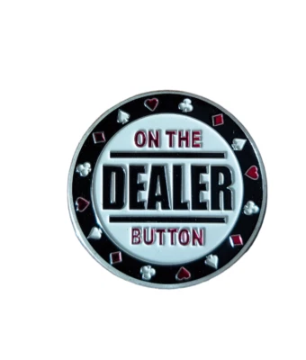 Pokerguard Poker Card Guard "ON THE DEALER BUTTON" silber Pokerzubehör