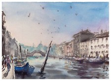 314 Original Aquarell Gemälde Malerei impressionistisch Venedig venezia 