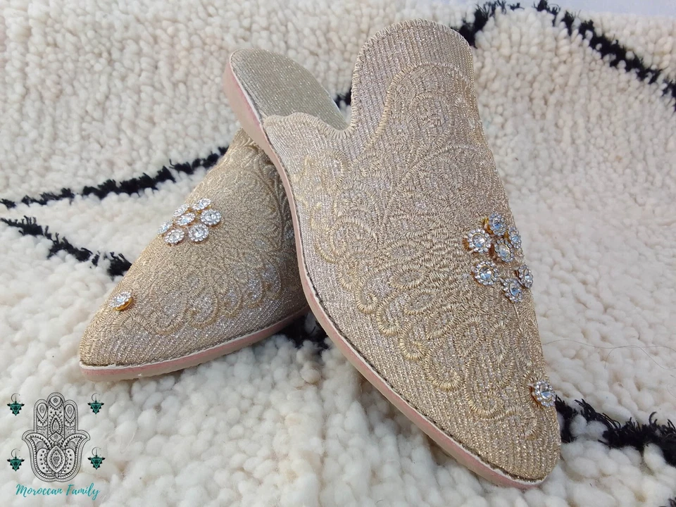Moroccan babouche Moroccan mules women slippers embroidered slip ons - Image 2 of 4