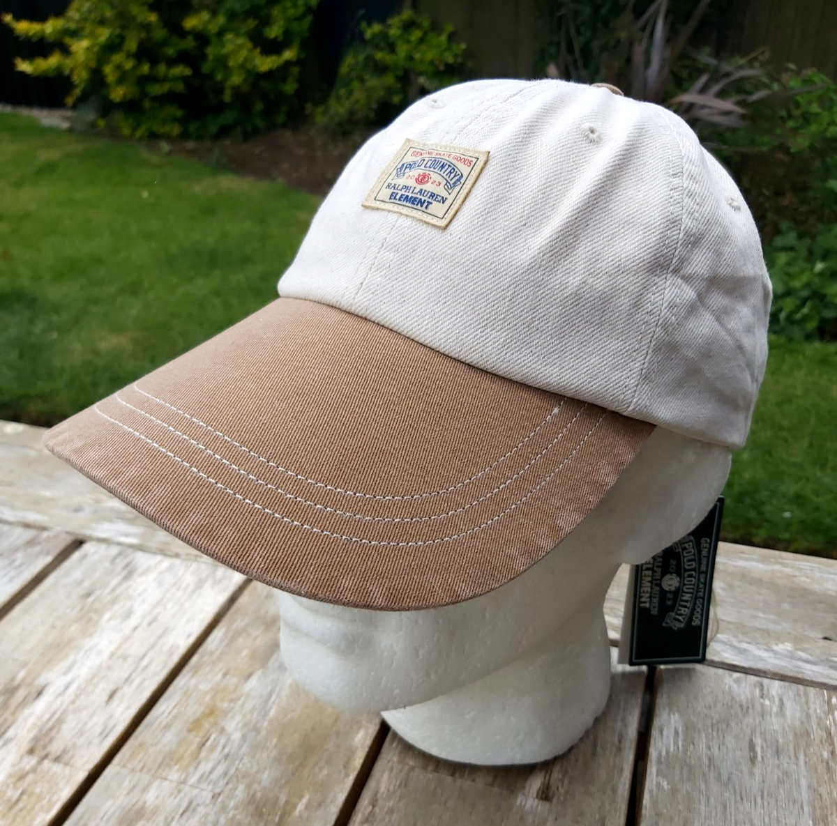 Genuine POLO RALPH LAUREN COUNTRY Cream Camel CAP Fishing Leather