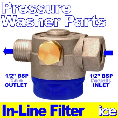 INTERPUMP PRESSURE WASHER PUMP INLINE WATER FILTER STRAINER 1/2"BSPF x