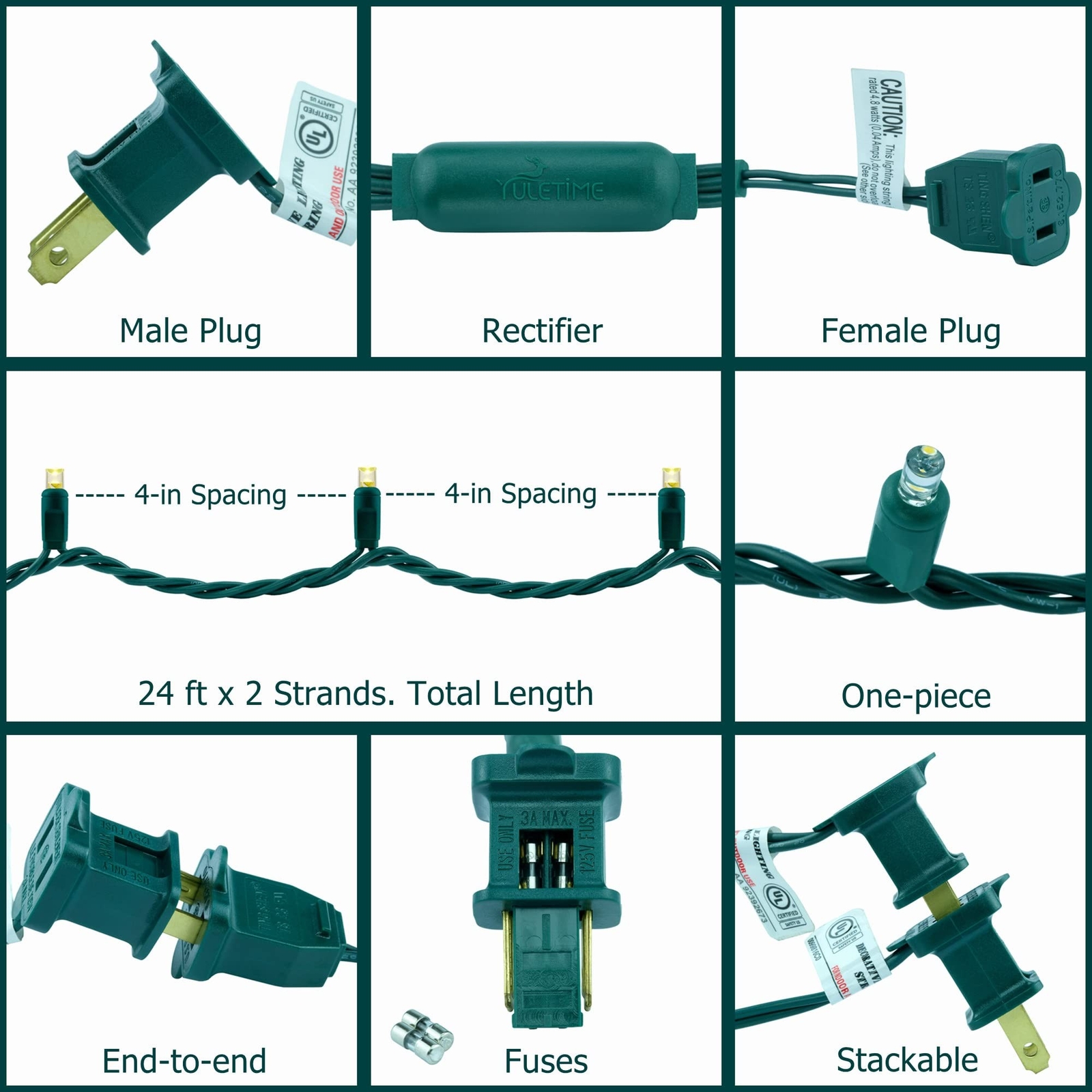 YULETIME Warm White OnePiece 5MM LED Christmas Lights, Total 48 Feet 140 Cou... International