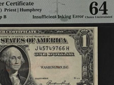 PMG64 MISSING STAMP CIRCLING RED REJECTION MARK ERROR 9766H