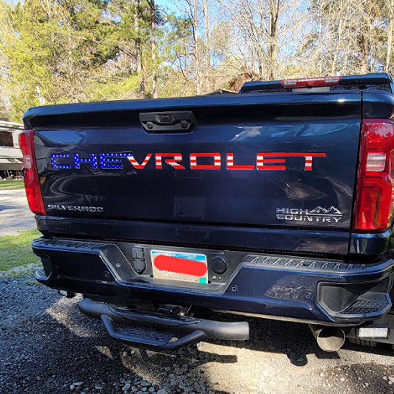 Raised Chrome Black Tailgate Insert Letters Fit 19-21 Chevy