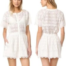 LOVESHACKFANCY Charlie Ivory Lace Eyelet Cotton Mini Dress NEW Sz M