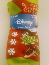 Disney Minnie Mouse "The Ultimate Cutie" Red/Green Tread Socks Size 4-10 New Vtg