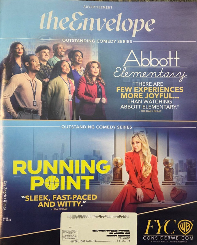 THE ENVELOPE MAGAZINE June 5, 2025 LOS ANGELES TIMES Abbott Elementary
