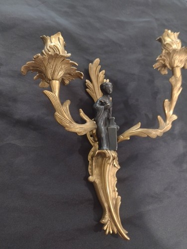 Antique French Maison Bagues Bronze Louis XV Style Chinoiserie Figural Sconces - Picture 6 of 18
