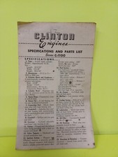 Vintage Specifications and parts list for C 1100 Series Clinton Engines