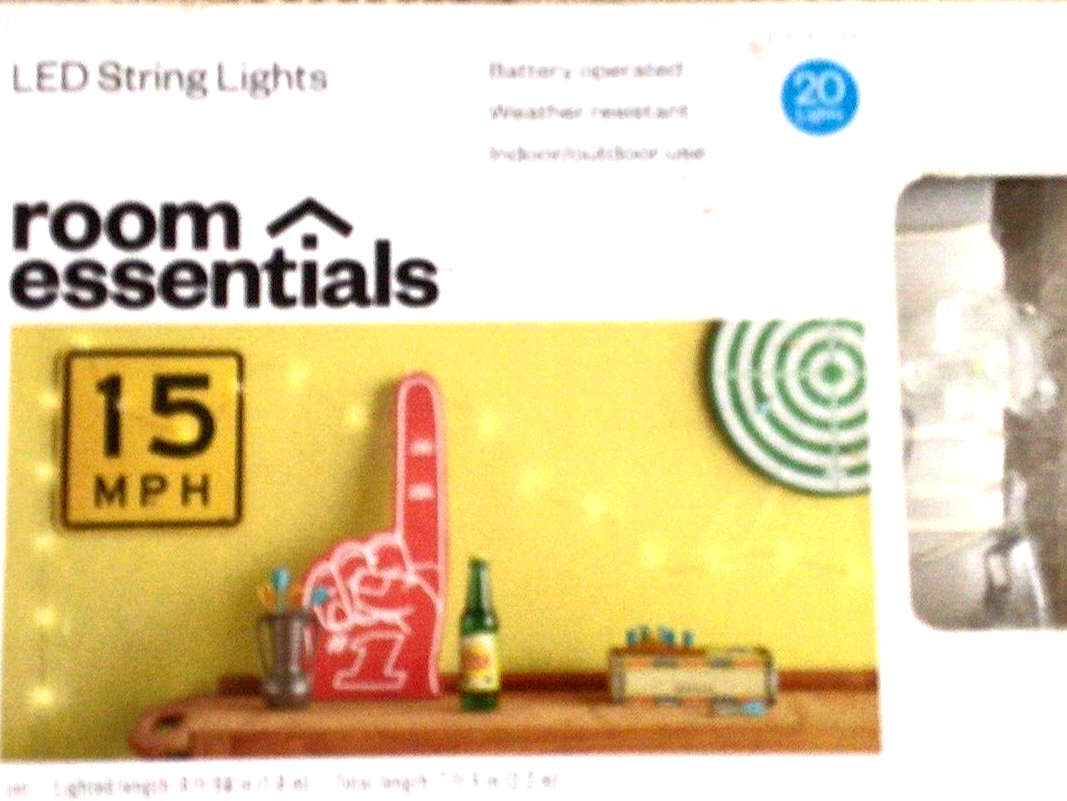 New - needs 3 AA Batteries 20 LED Target LED Room Essentials String ...