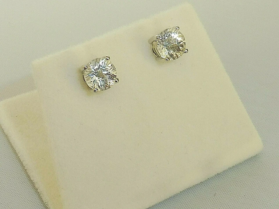 Pendientes de topacio blanco corte infinito de 2 quilates de platino macizo 950 con sello para dama Foto 2 de 4