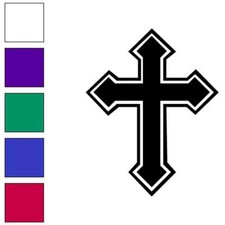 Outlined Cross, Vinyl Decal Sticker, Multiple Colors Sizes 6819