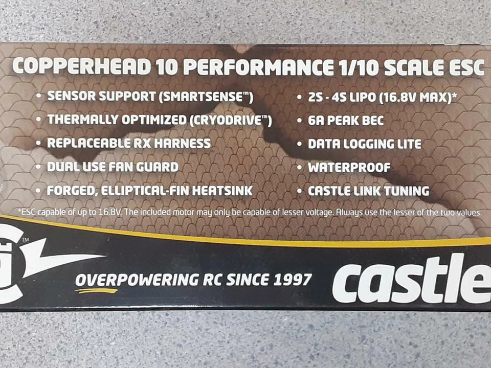 Castle Creations Copperhead 10 1/10 Sensored Combo w/1406 7700Kv 010016604 New! - Image 4 of 4