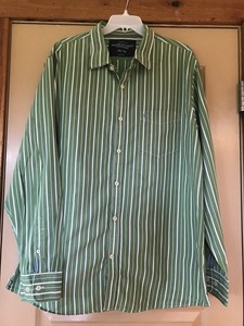 american eagle green striped shirt