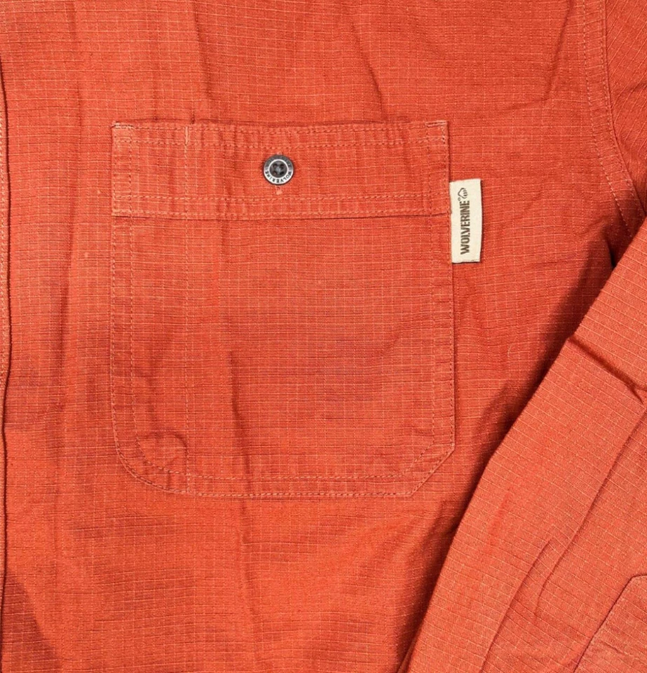 Wolverine Men's Ripstop Cotton Button-Down Shirt Long Sleeve Rust Size XXL - Image 2 of 4