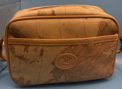 Allan Edward Old World Map Pattern Tan Crossbody / Shoulder Strap Purse Bag
