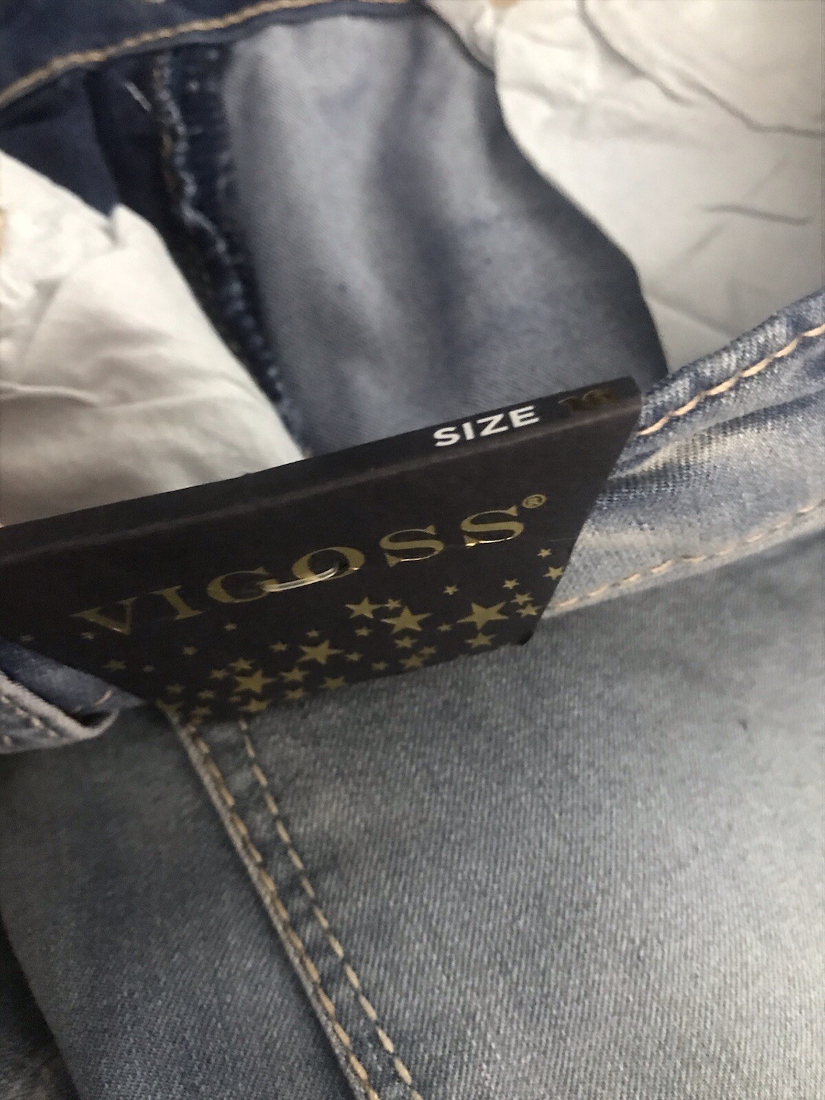 NWT Vigoss Girl's Stretch Floral Embroidered Blue Denim Jeans Sz 16 / 26x30 $36