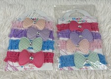 Vtg Baby Bow Headband Girl Infant Toddler Newborn Turban Hair Head Wrap Set of 2