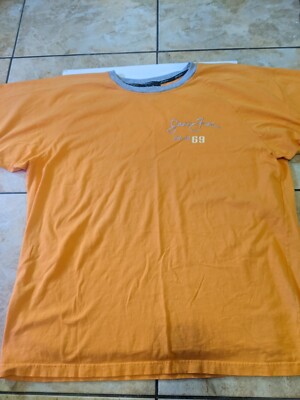 Vintage Sean John Script Logo Shirt Mens 3XL Orange Short Sleeve
