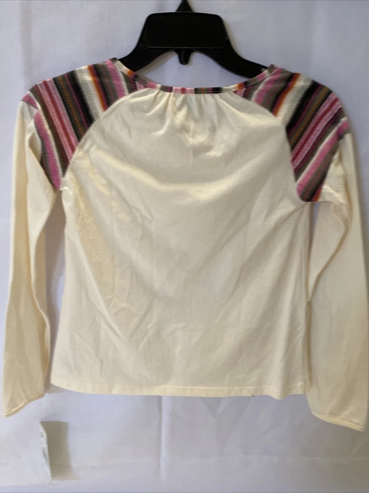 Roxy Girl Long Sleeve Top – White Blouse – Size 8/10 Small – Striped Shoulders - Image 2 of 4