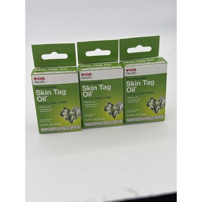 Lot of 3 CVS Health Homeopathic Skin Tag Oil 0.34 fl oz Natural Tea Tree Oil
