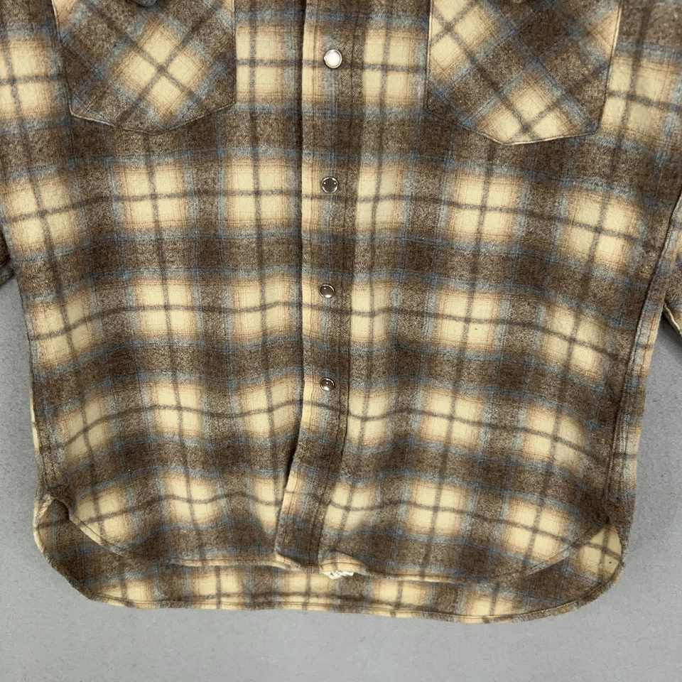 Camisa Pendleton De Colección Para Hombres Mediana Lana Franela Perla A Presión Alto Grado Occidental Foto 3 de 4