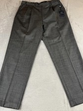 Chaps Mens Flat Front Wool Gray Dress pants size 36x32