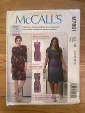McCall's M7861 LEARN TO SEW Series Lined Dress w Darts & Back Slit Sz 8-16 UNCUT