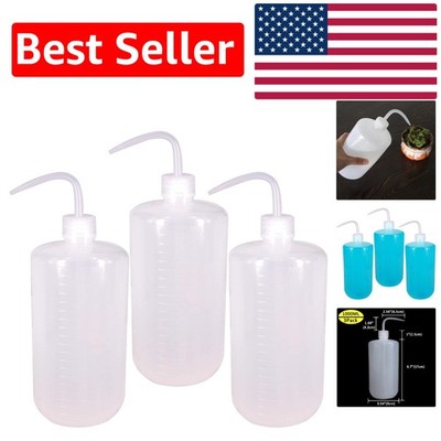 Graduated Plastic Wash Bottles 3 Pack - 1000ml Squeeze Bottles with Narrow Spout