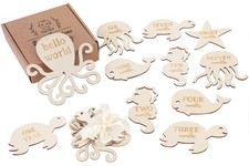 13 PCS Under The Sea Baby Milestone Cards, Wooden Monthly Markers 1-12 Months