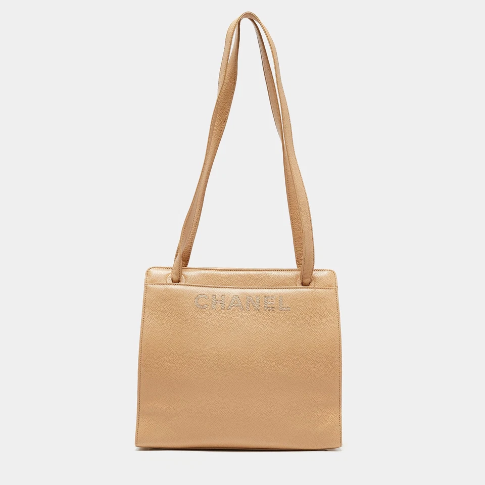 Винтажная сумка-тоут Chanel бежевая икра кожа - Изображение 4 из 4