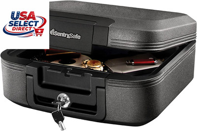 Dark Gray Fireproof Waterproof Safe with Key Lock 0.28 Cubic Feet