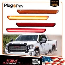 LED Front Amber & Rear Red Side Marker Lights For 2020-2024 GMC Sierra 2500 3500