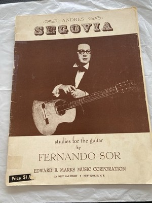 Vtg Andrés Segovia: 20 Studies for the Guitar by Fernando Sor Sheet Music 