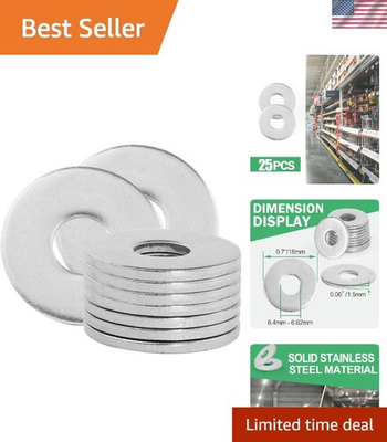 #ad High Performance M6 Stainless Steel Flat Washers 18mm 25 Count for Robust Use $8.99