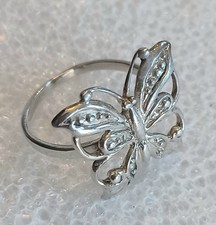 Vintage Sterling Silver Embossed Butterfly Ring sz 7