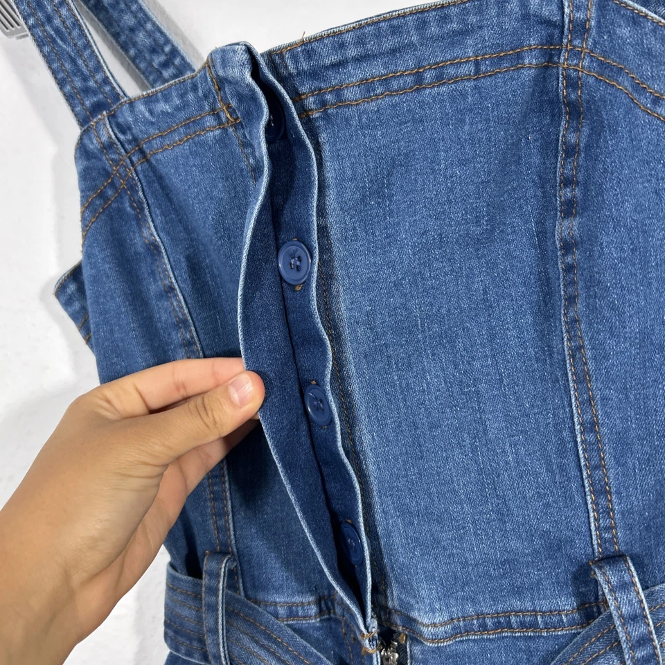 Mameluco Denim Olivaceous Mujer S Azul Cinturón Margarita Festival Y2K Años 90 Foto 3 de 4