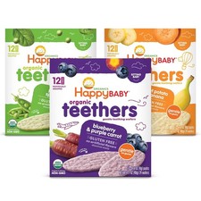 Happy Baby Organics Teether, 3 Flavor Variety Pack, 12 Count Pack of 3