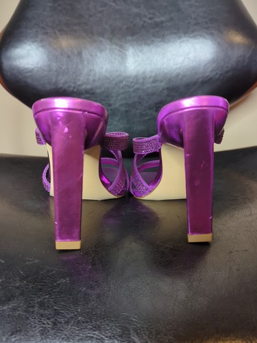 Primark Sparkly Purple High Heel Mules/Sandals, Wedding Guest, Prom, Bridesmaid - Picture 8 of 14