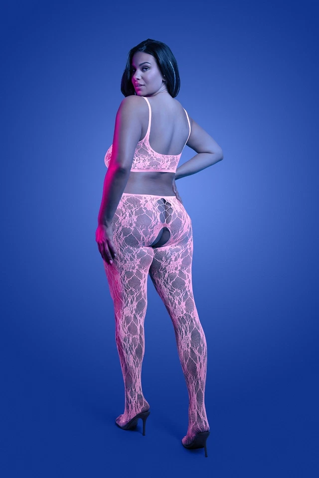 Lencería Fantasy - Bodystocking Glow Equilibrium Blacklight - Blanco - Reina Foto 2 de 2