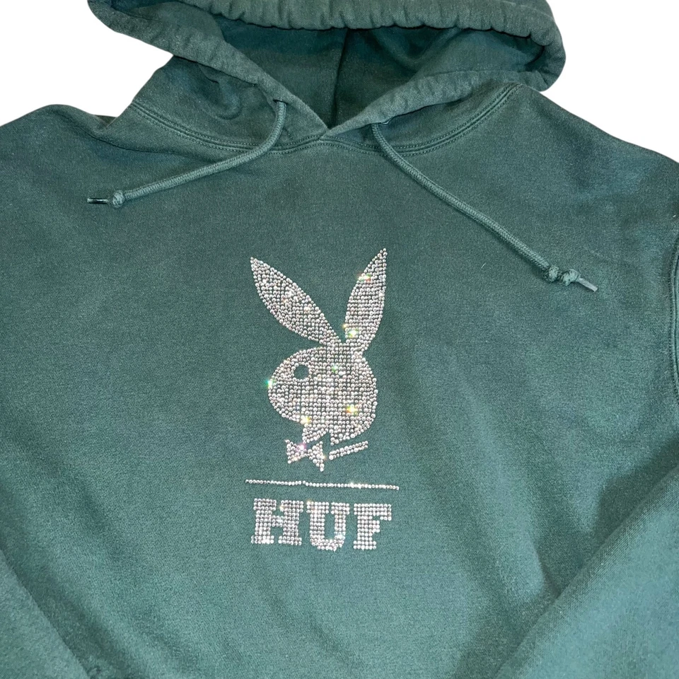 Playboy x Huf Dazzle Green Pullover Hoodie XL Long Sleeve Logo - Image 2 of 4