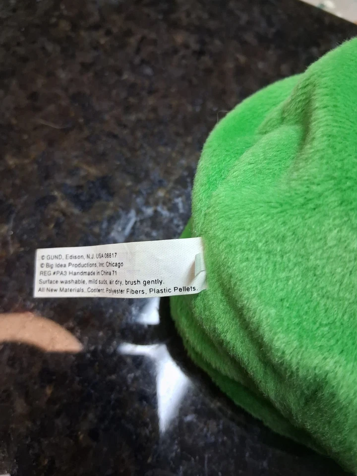Veggie Tales French Pea Phillipe Boina Azul Guisante Frijoles Bolsa Peluche Gund Años 90 Foto 2 de 3
