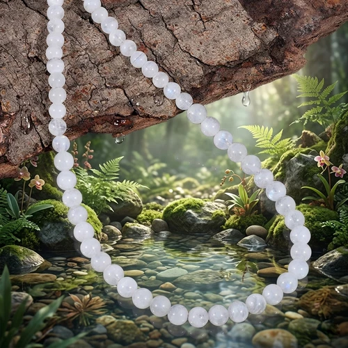 Blue Flashy Moonstone 4-6MM Smooth Round Gemstone Beaded Men Women Necklaces 18" image 8
