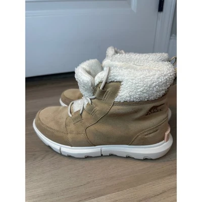 Sorel Kinetic Impact Conquest Waterproof Tan Suede Faux Fur Boots Womens 8 - Image 1 of 4