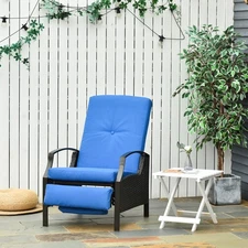 Adjustable Wicker Recliner Cushion Chair Pool Chaise Patio Lounge outdoor