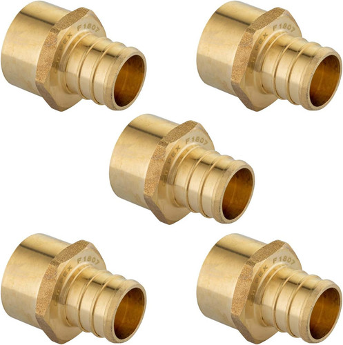 Brass Female Adapter Pex Fitting NPT .75X.5 In Threaded Lead Free 5 Pk Copper